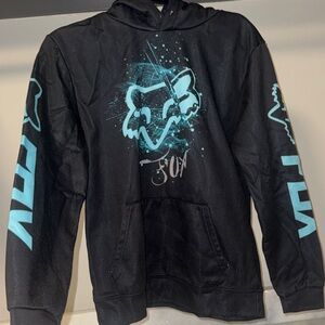 Black Hoodie with Blue Graphic Design